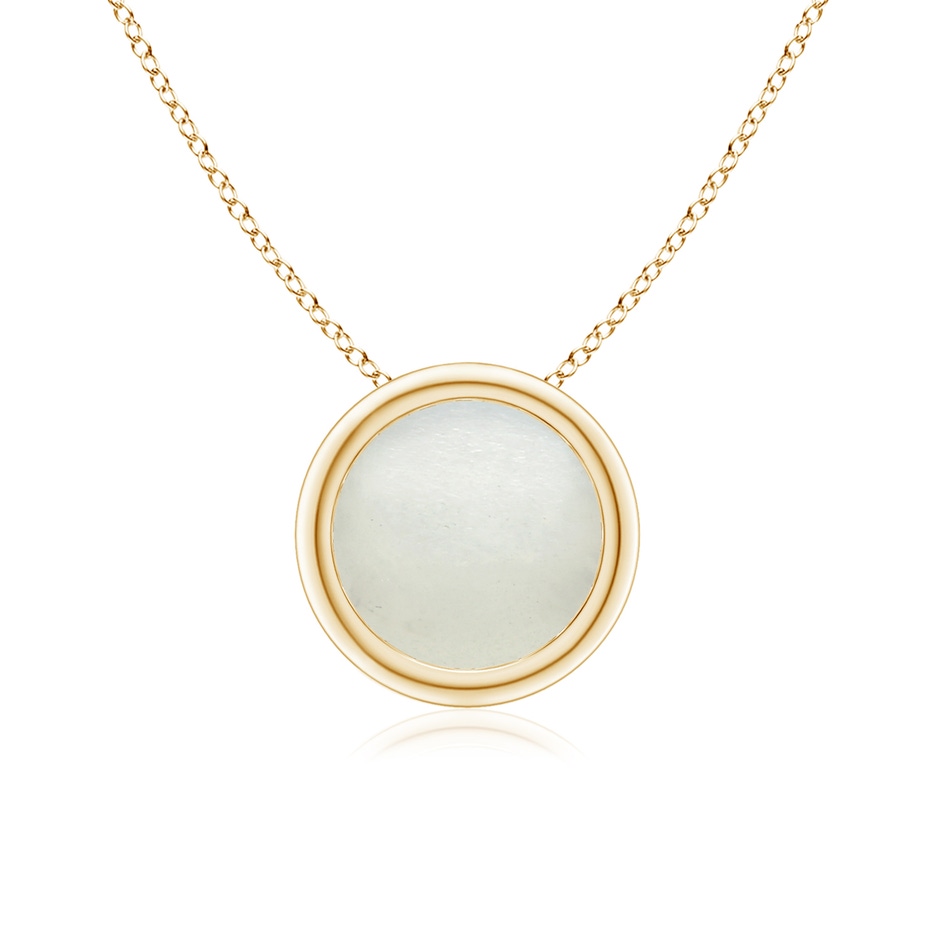 7mm AA Bezel-Set Round Moonstone Solitaire Pendant in Yellow Gold 