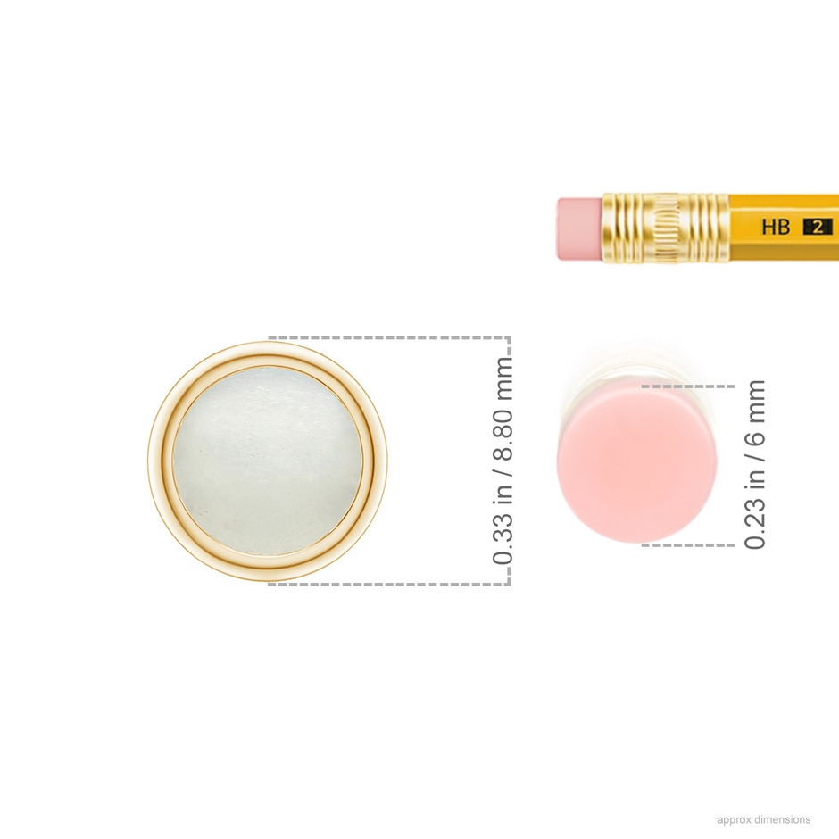 7mm AA Bezel-Set Round Moonstone Solitaire Pendant in Yellow Gold ruler