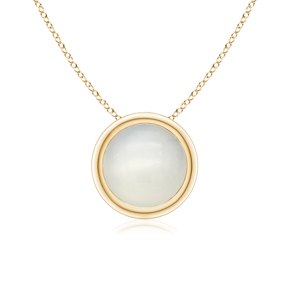 7mm AAA Bezel-Set Round Moonstone Solitaire Pendant in Yellow Gold 