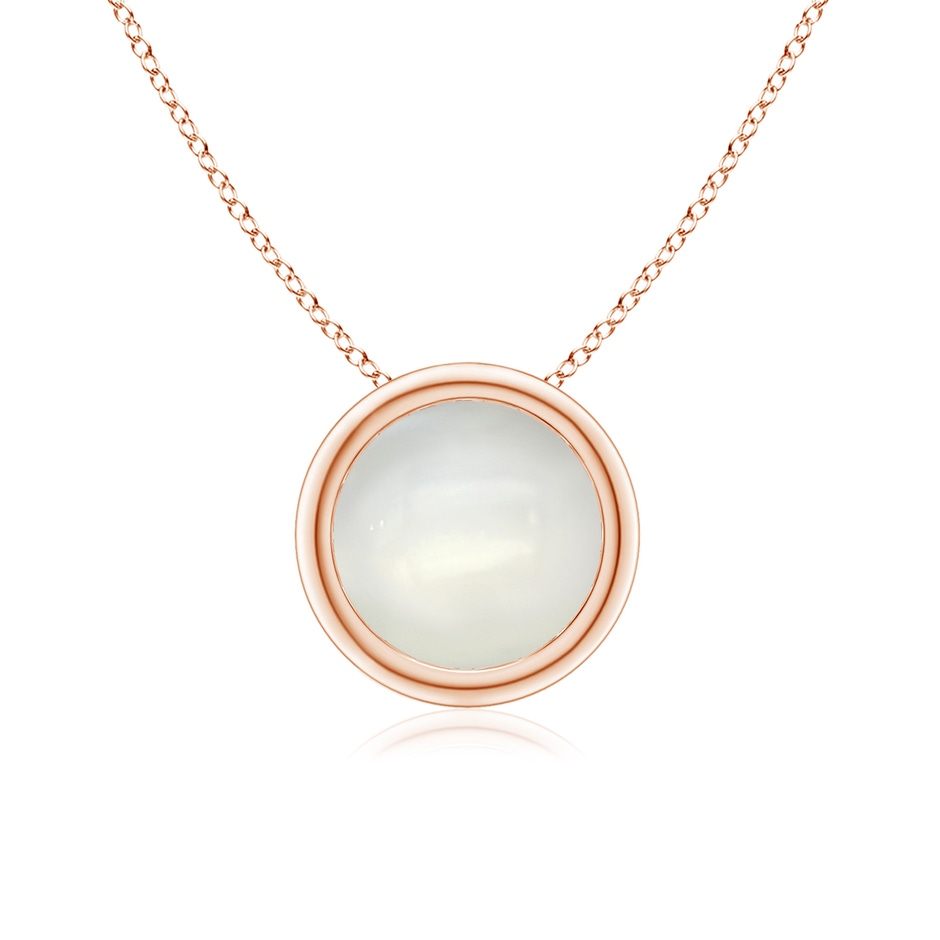 7mm AAAA Bezel-Set Round Moonstone Solitaire Pendant in Rose Gold 