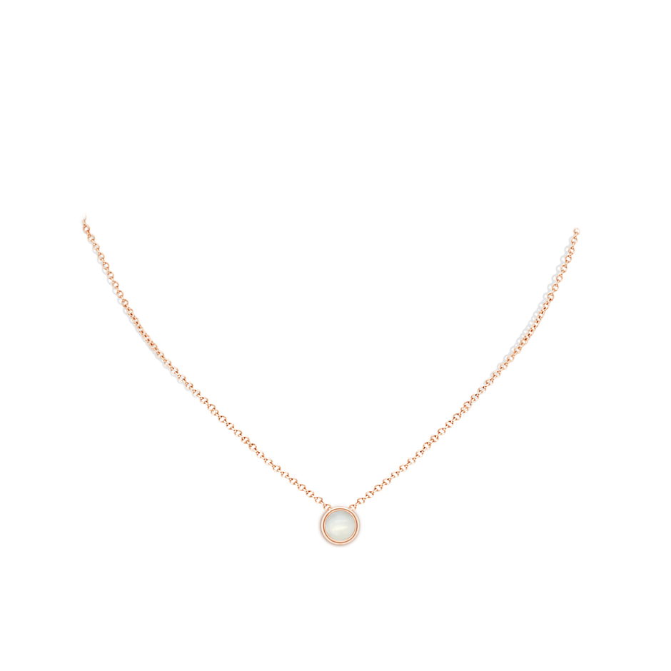 7mm AAAA Bezel-Set Round Moonstone Solitaire Pendant in Rose Gold pen
