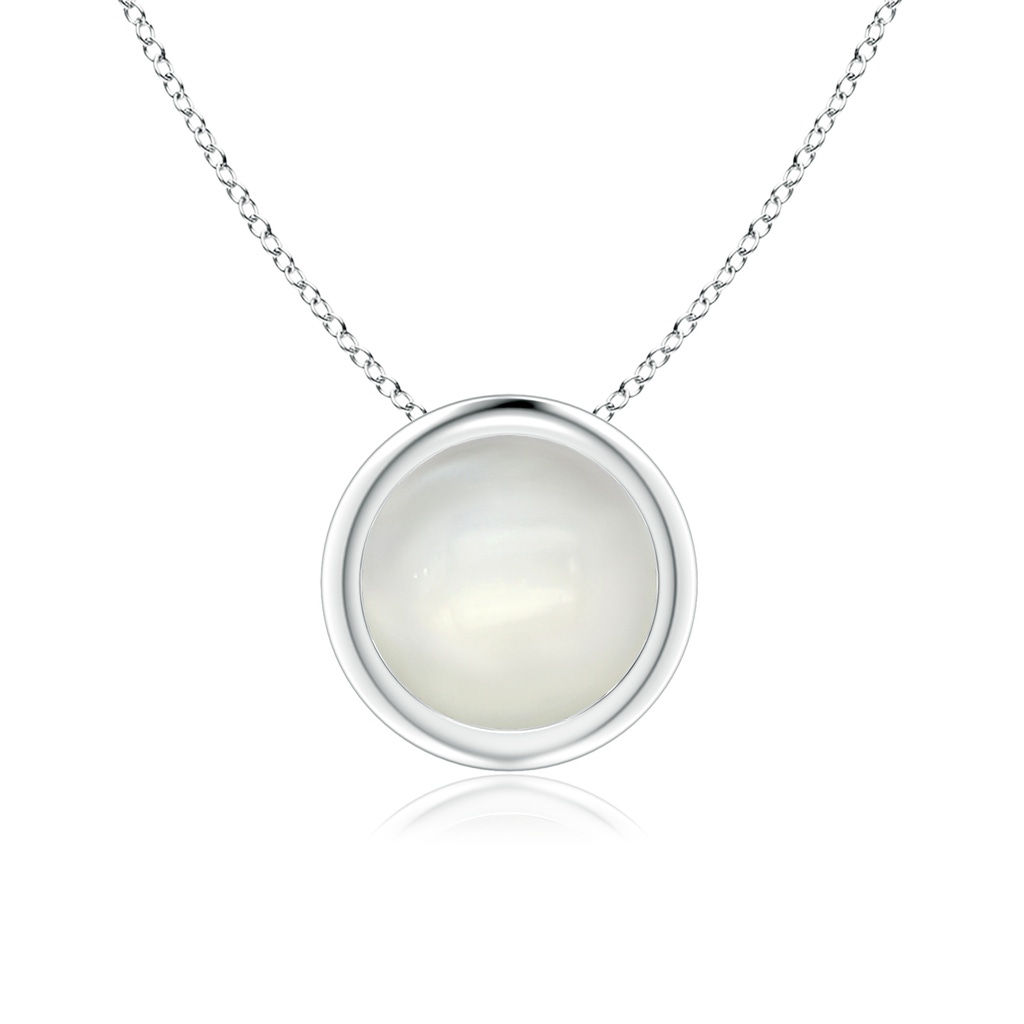 7mm AAAA Bezel-Set Round Moonstone Solitaire Pendant in White Gold