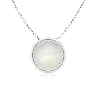 7mm AAAA Bezel-Set Round Moonstone Solitaire Pendant in White Gold