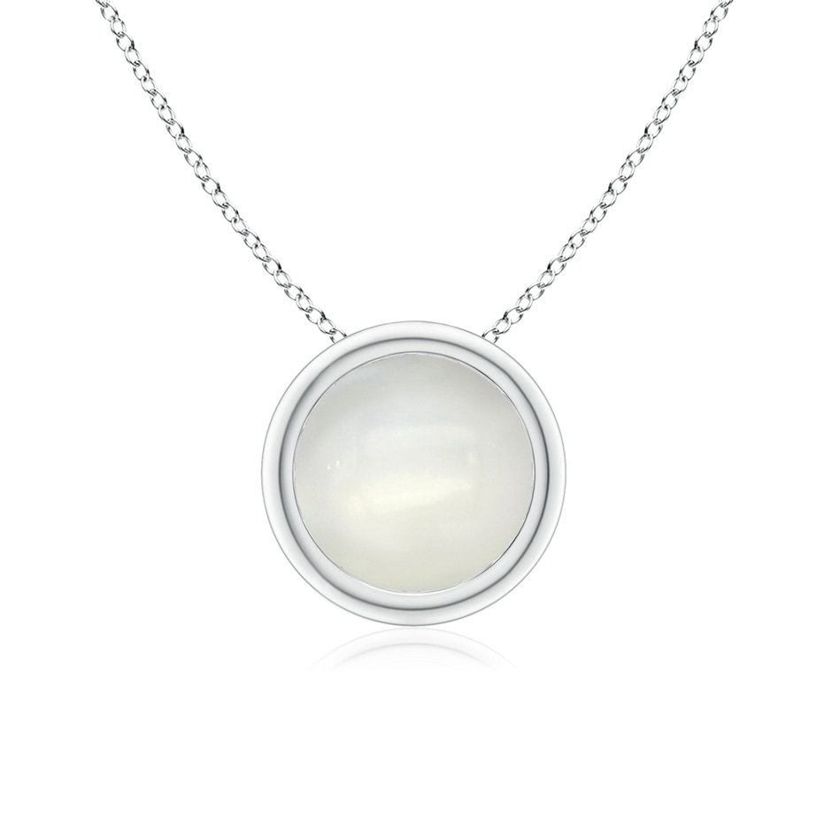 7mm AAAA Bezel-Set Round Moonstone Solitaire Pendant in White Gold 