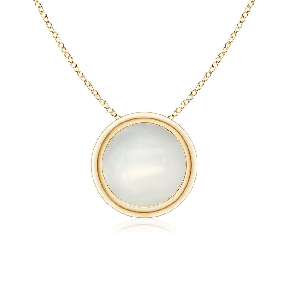 7mm AAAA Bezel-Set Round Moonstone Solitaire Pendant in Yellow Gold 