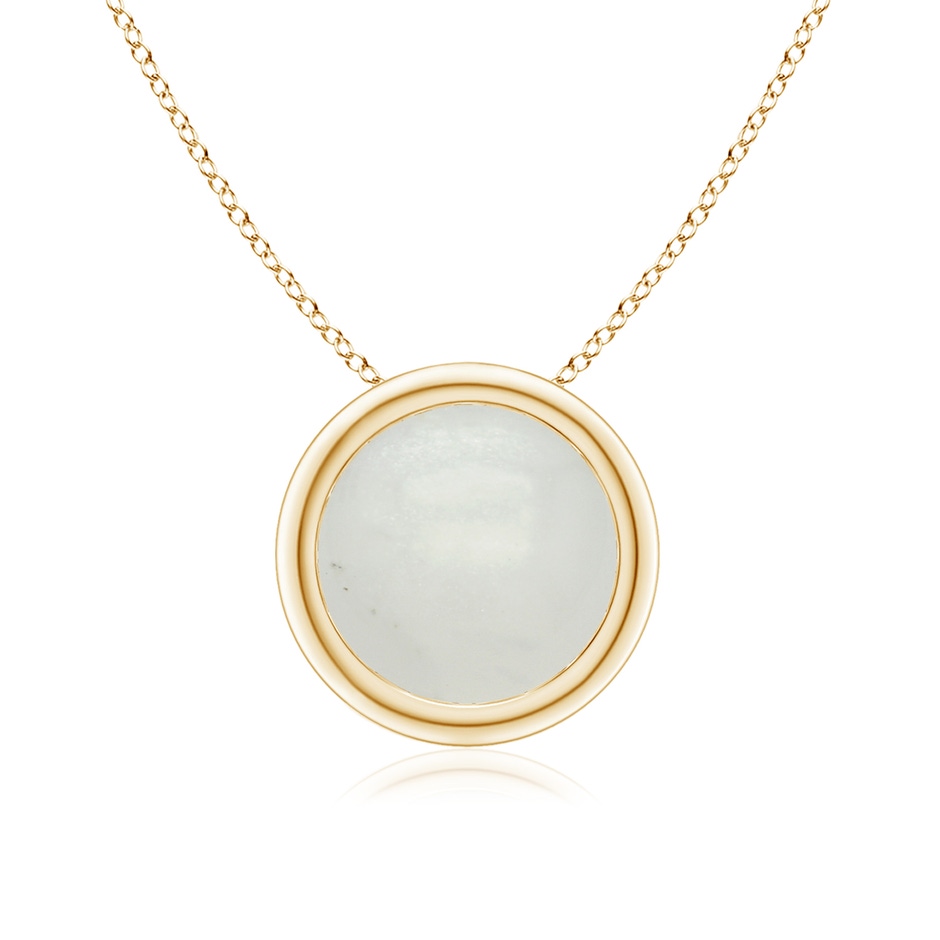8mm A Bezel-Set Round Moonstone Solitaire Pendant in Yellow Gold 