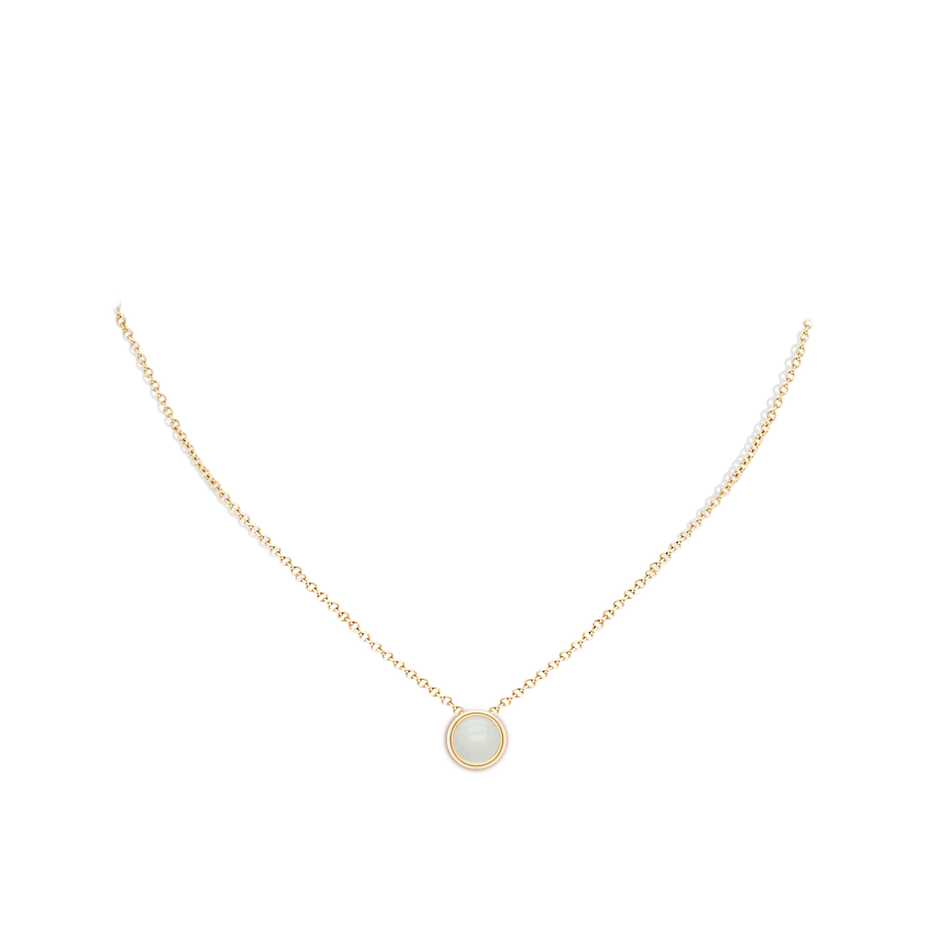 8mm A Bezel-Set Round Moonstone Solitaire Pendant in Yellow Gold pen