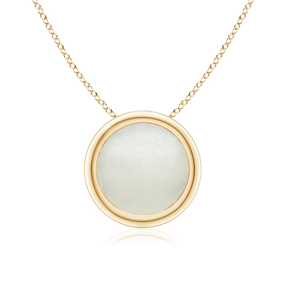 8mm AA Bezel-Set Round Moonstone Solitaire Pendant in Yellow Gold 