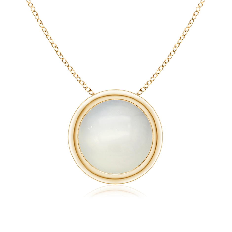 8mm AAA Bezel-Set Round Moonstone Solitaire Pendant in Yellow Gold 