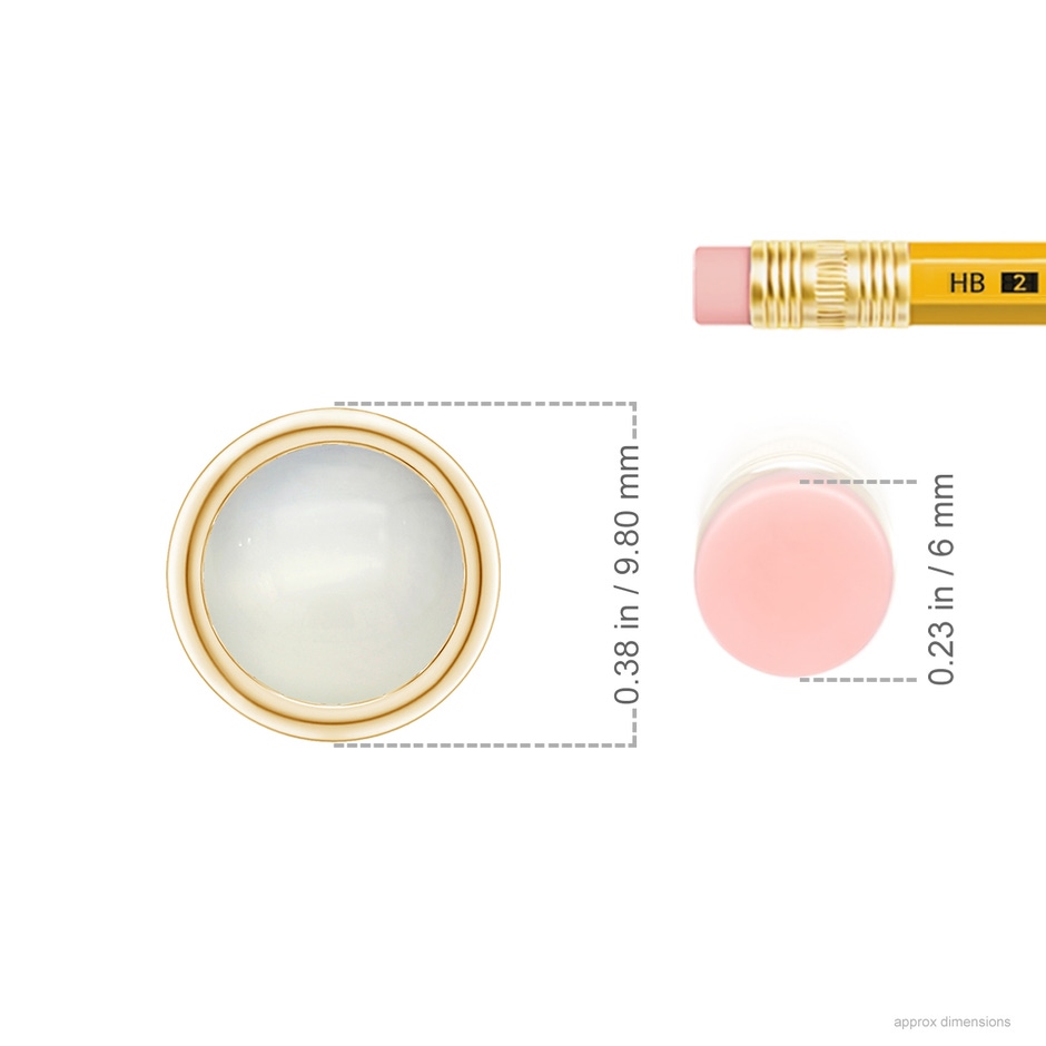 8mm AAA Bezel-Set Round Moonstone Solitaire Pendant in Yellow Gold ruler
