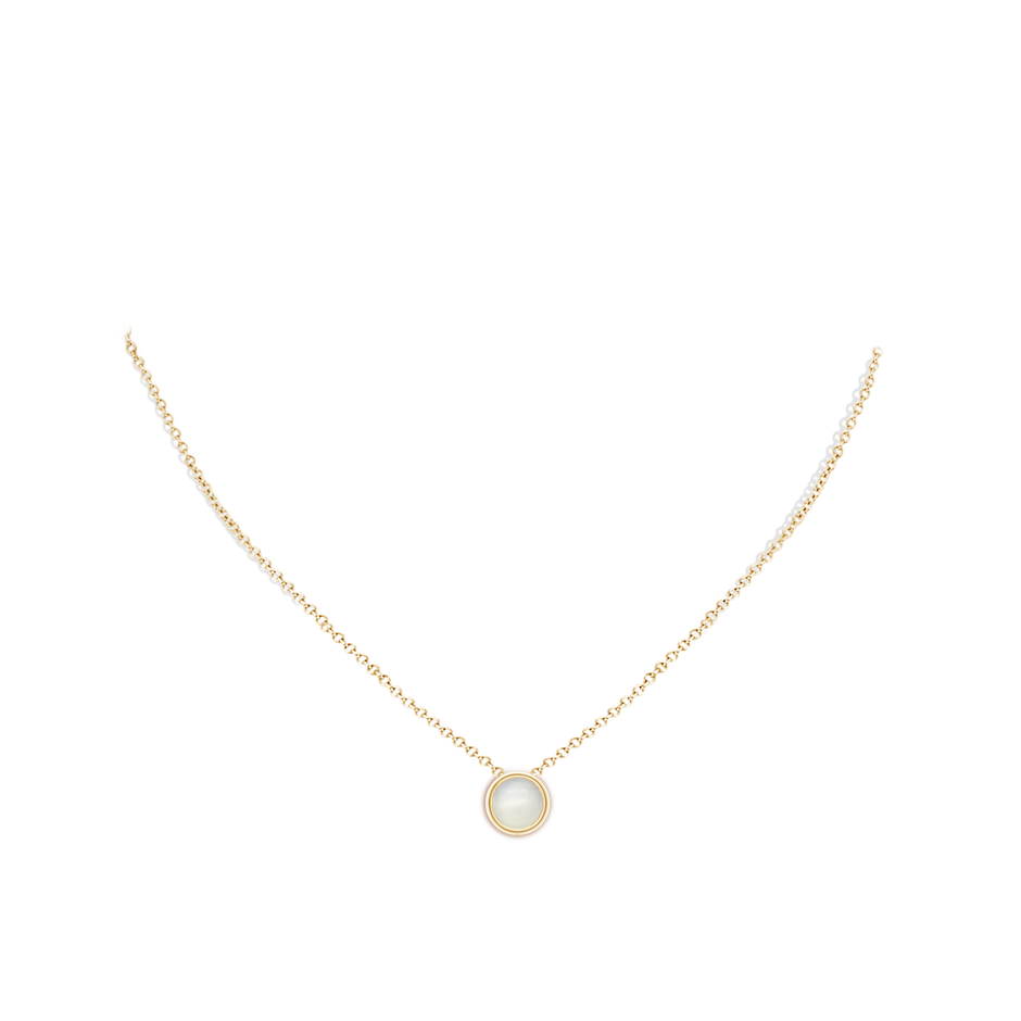 8mm AAA Bezel-Set Round Moonstone Solitaire Pendant in Yellow Gold pen