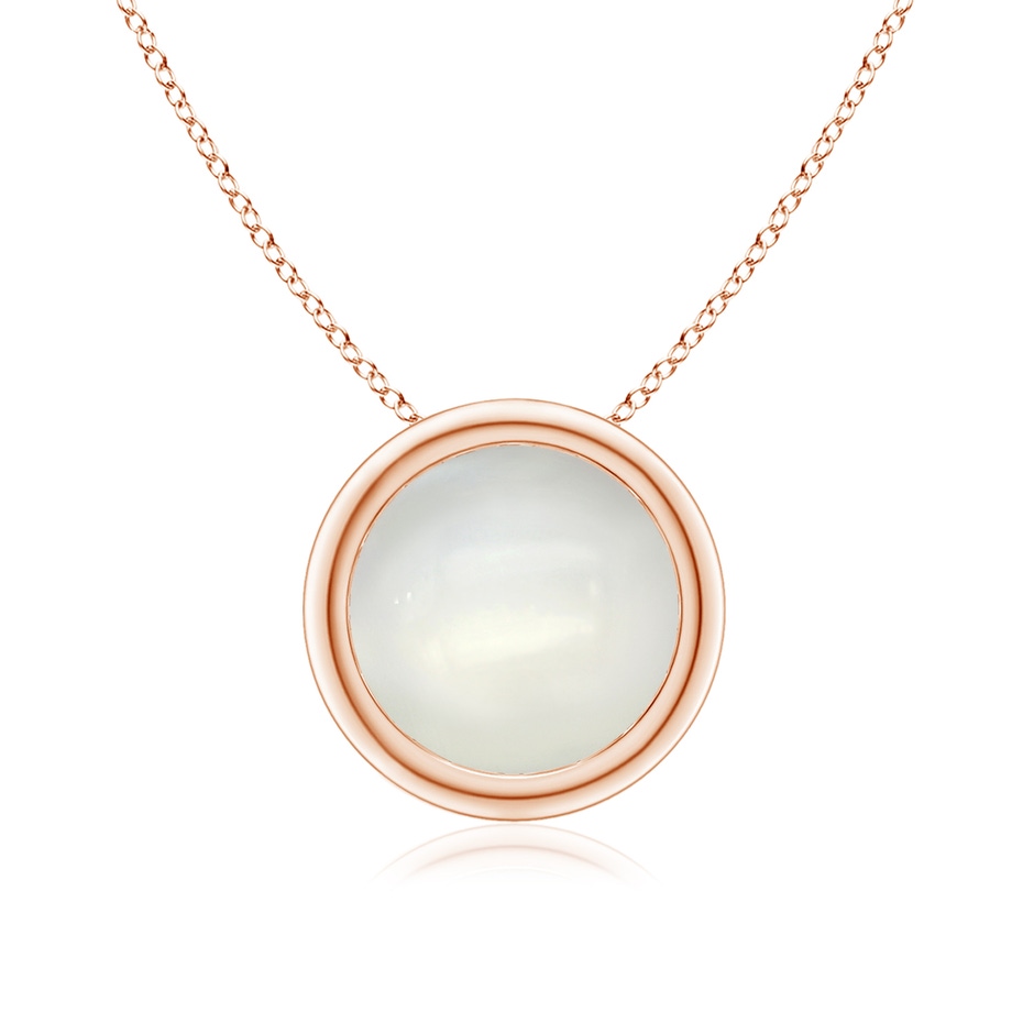 8mm AAAA Bezel-Set Round Moonstone Solitaire Pendant in Rose Gold 