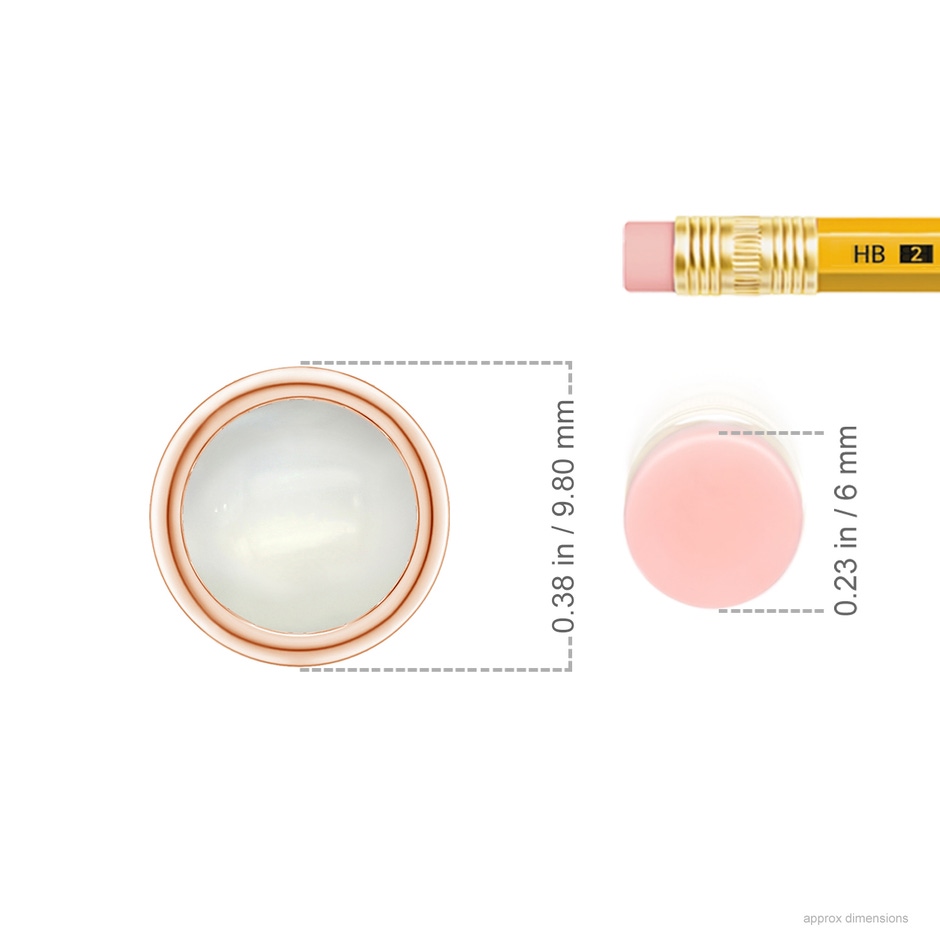 8mm AAAA Bezel-Set Round Moonstone Solitaire Pendant in Rose Gold ruler