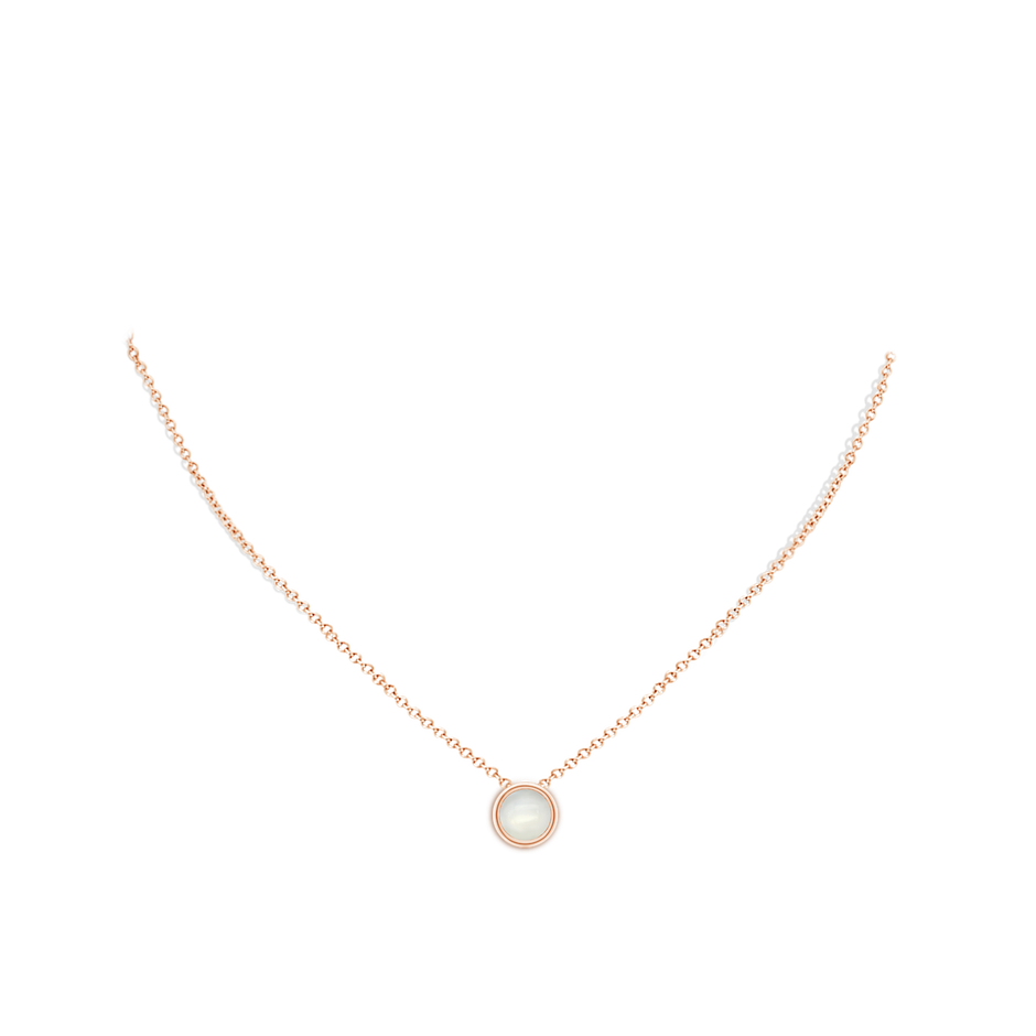 8mm AAAA Bezel-Set Round Moonstone Solitaire Pendant in Rose Gold pen