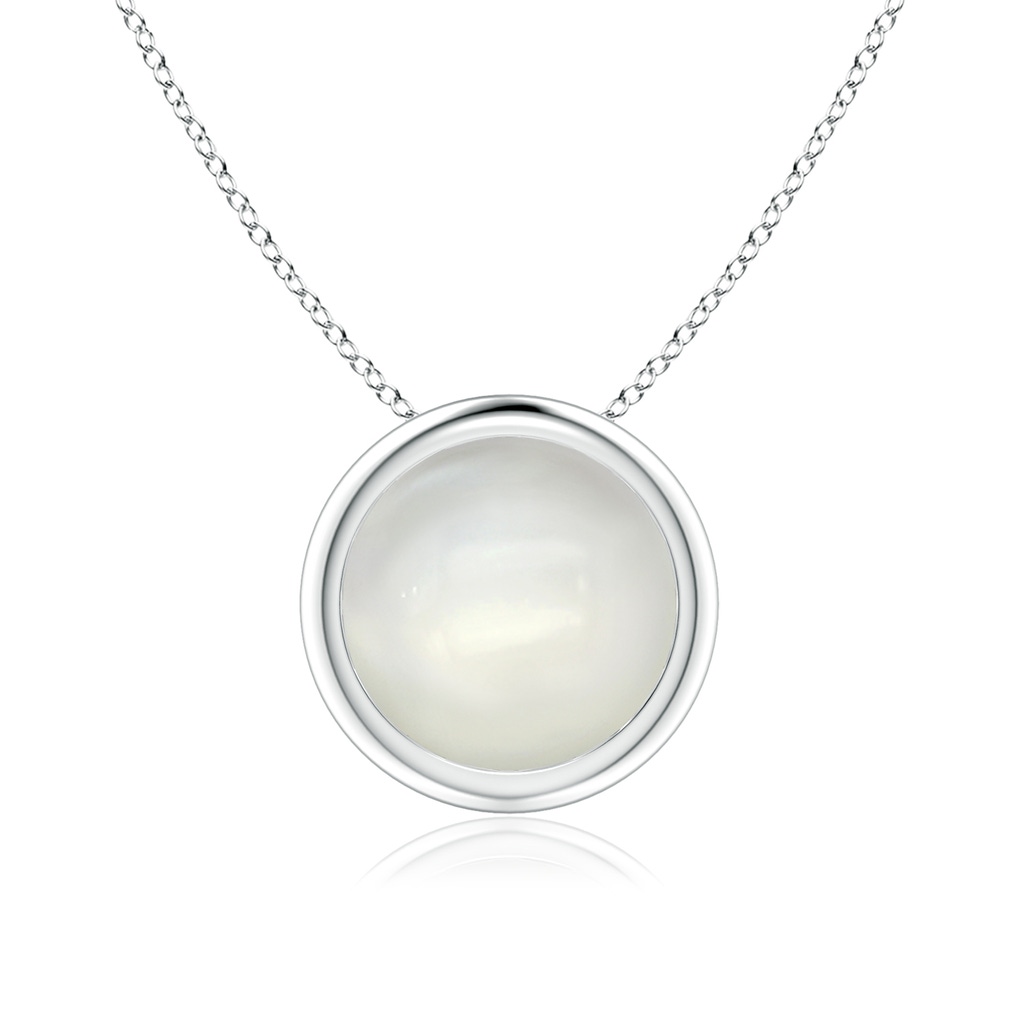 8mm AAAA Bezel-Set Round Moonstone Solitaire Pendant in White Gold 