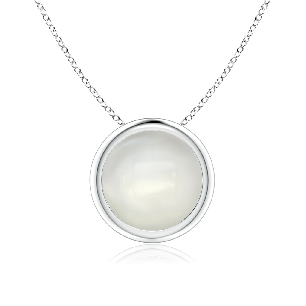 8mm AAAA Bezel-Set Round Moonstone Solitaire Pendant in White Gold