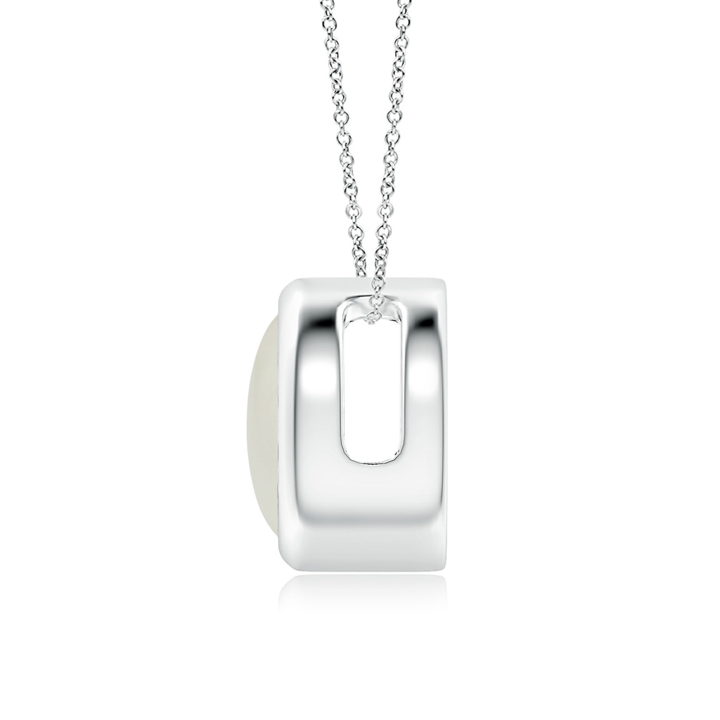 8mm AAAA Bezel-Set Round Moonstone Solitaire Pendant in White Gold - side 199