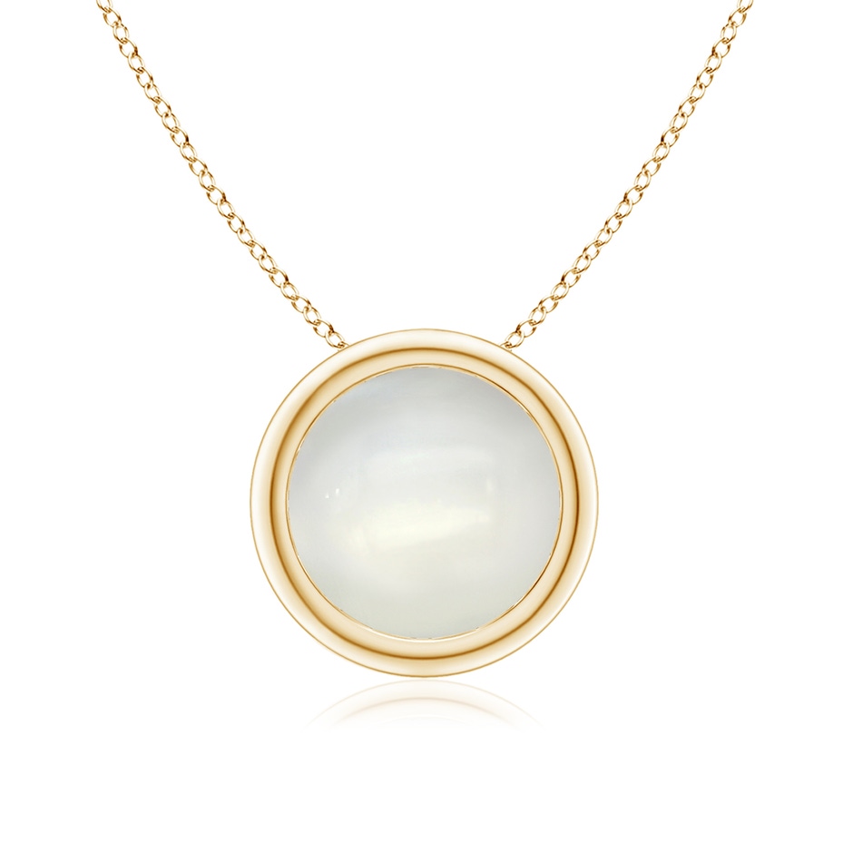 8mm AAAA Bezel-Set Round Moonstone Solitaire Pendant in Yellow Gold 