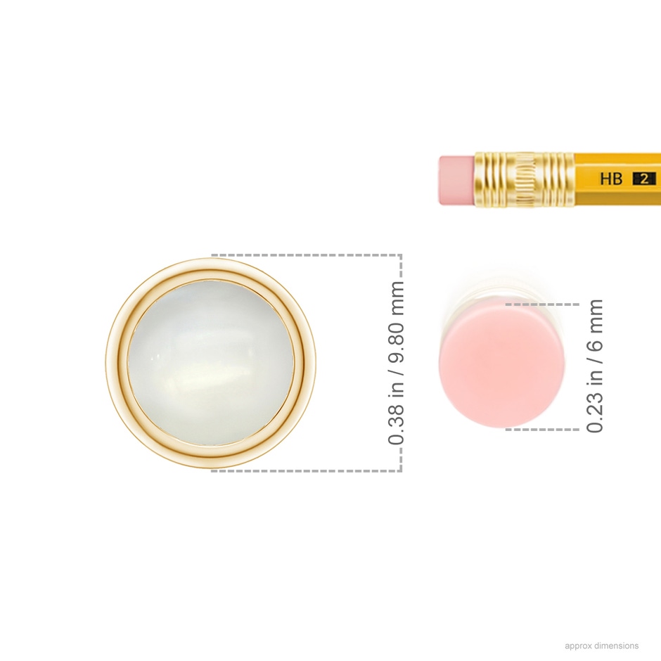 8mm AAAA Bezel-Set Round Moonstone Solitaire Pendant in Yellow Gold ruler