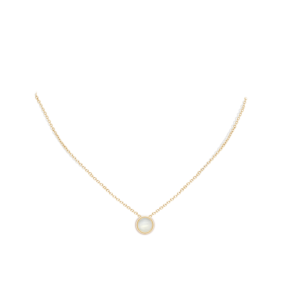 8mm AAAA Bezel-Set Round Moonstone Solitaire Pendant in Yellow Gold pen