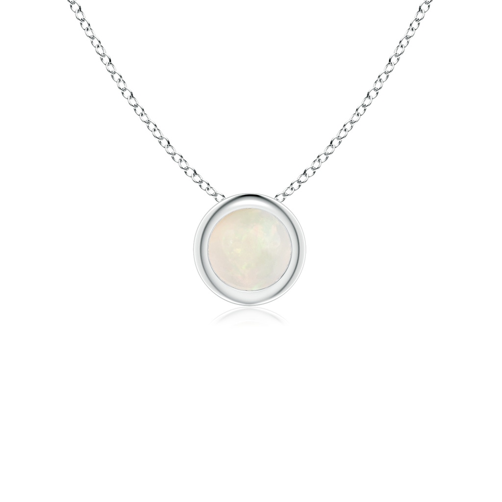 4mm A Bezel-Set Round Opal Solitaire Pendant in White Gold 