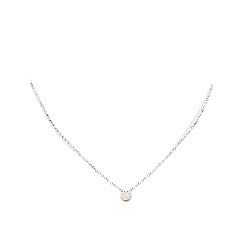 4mm A Bezel-Set Round Opal Solitaire Pendant in White Gold Body-Neck