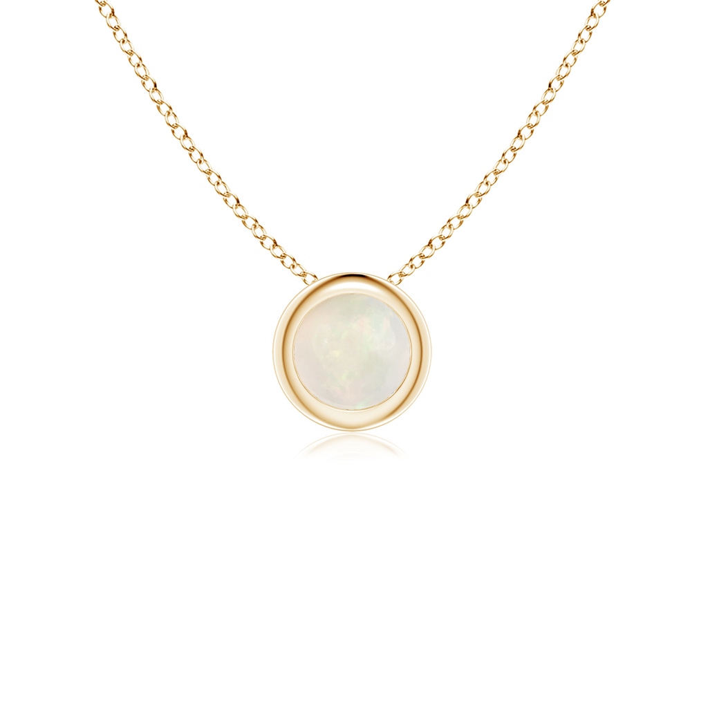 4mm A Bezel-Set Round Opal Solitaire Pendant in Yellow Gold 