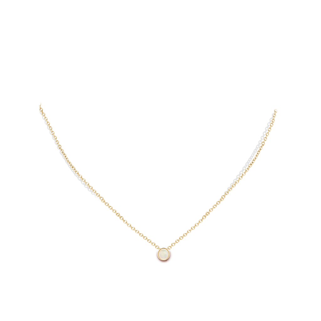 4mm A Bezel-Set Round Opal Solitaire Pendant in Yellow Gold Body-Neck