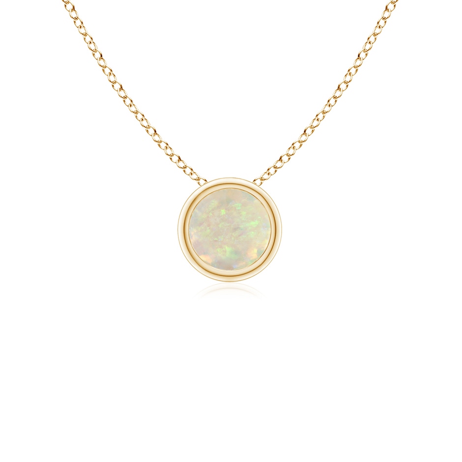 4mm AAA Bezel-Set Round Opal Solitaire Pendant in 10K Yellow Gold 