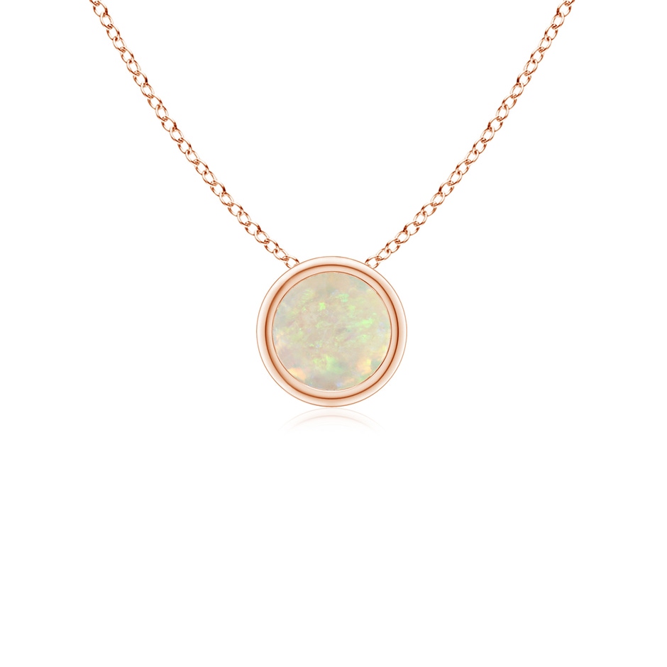 4mm AAA Bezel-Set Round Opal Solitaire Pendant in Rose Gold 