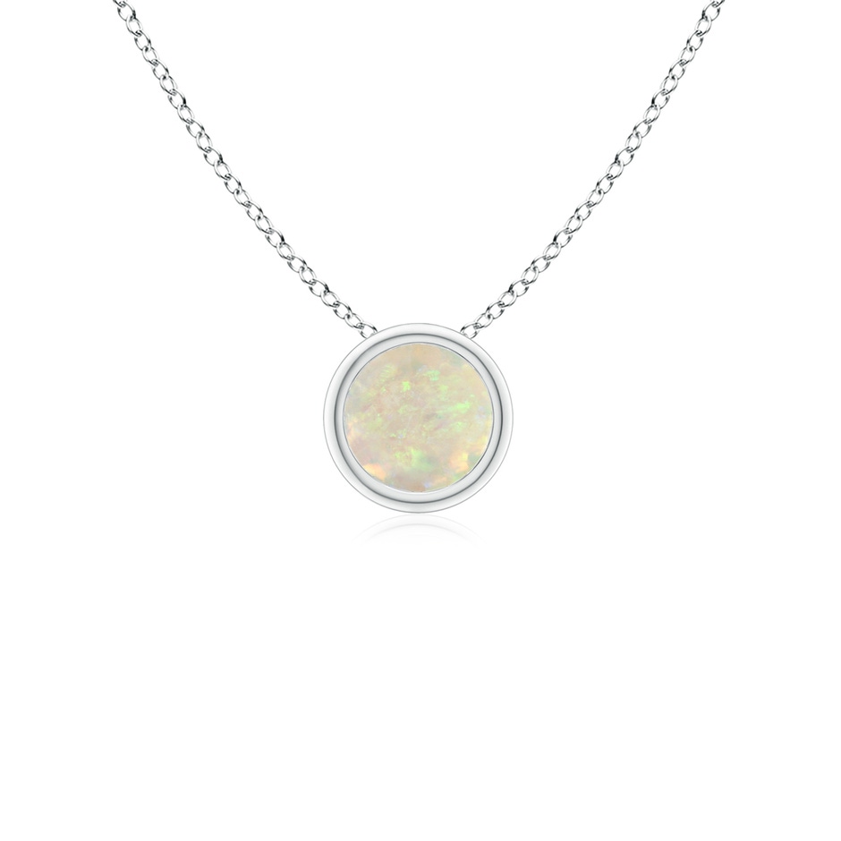4mm AAA Bezel-Set Round Opal Solitaire Pendant in S999 Silver 