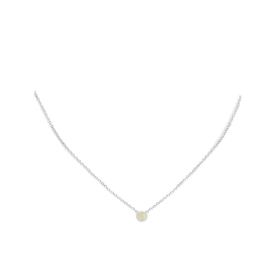4mm AAA Bezel-Set Round Opal Solitaire Pendant in S999 Silver pen