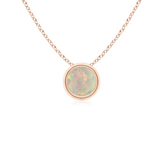 4mm AAAA Bezel-Set Round Opal Solitaire Pendant in 10K Rose Gold