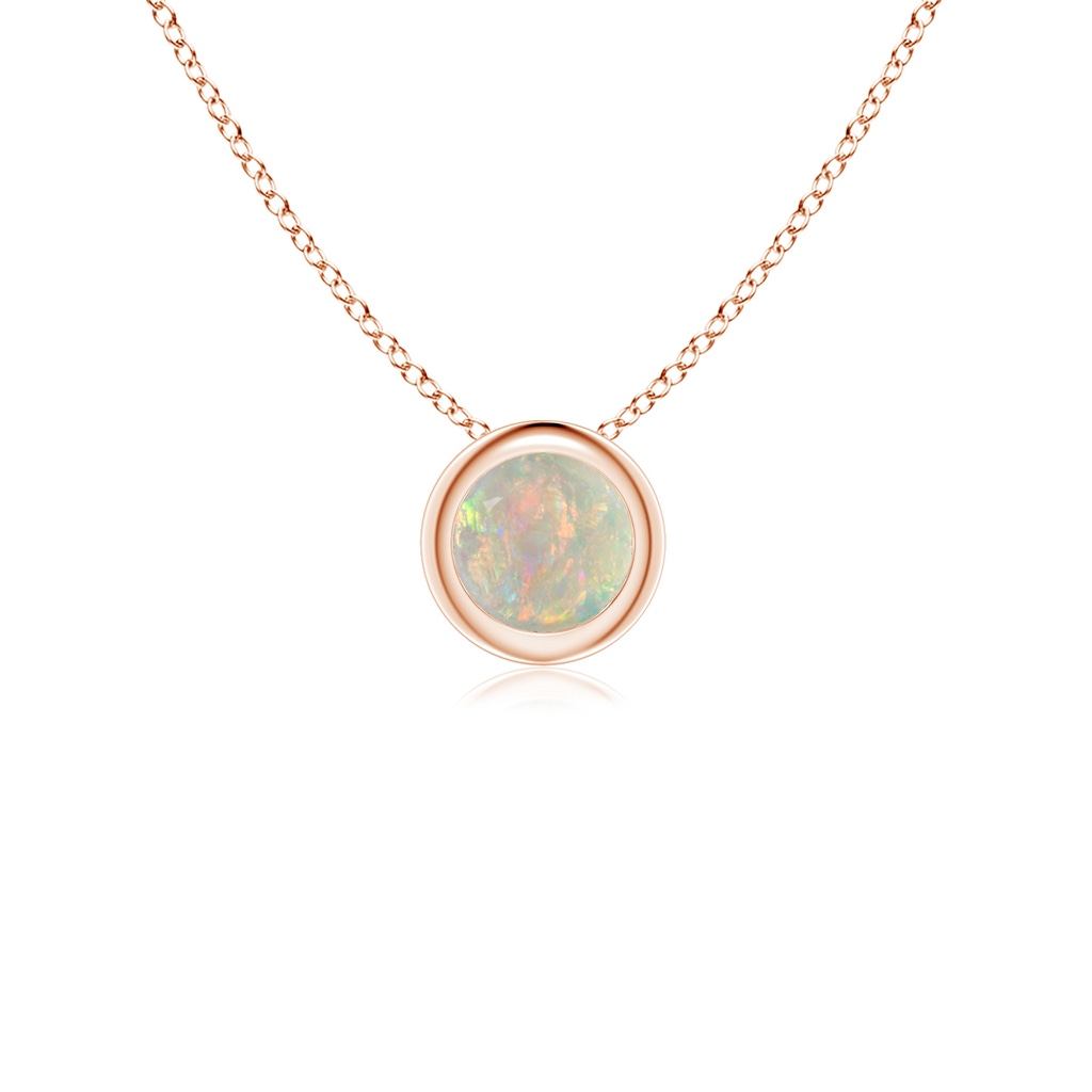 4mm AAAA Bezel-Set Round Opal Solitaire Pendant in Rose Gold