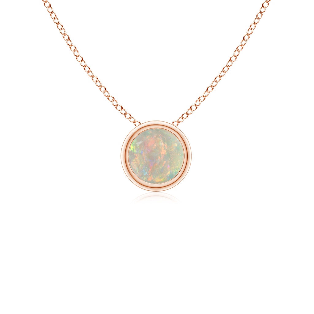 4mm AAAA Bezel-Set Round Opal Solitaire Pendant in Rose Gold