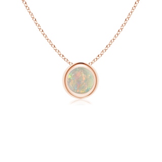 4mm AAAA Bezel-Set Round Opal Solitaire Pendant in Rose Gold