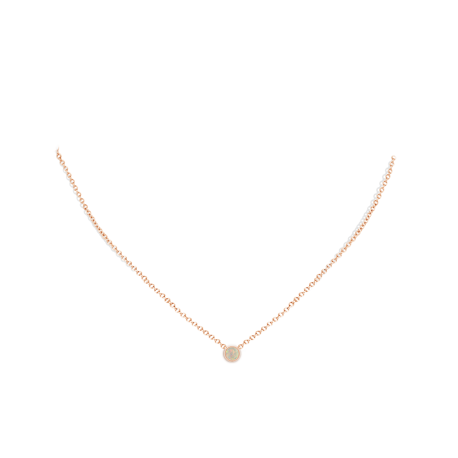 4mm AAAA Bezel-Set Round Opal Solitaire Pendant in Rose Gold pen