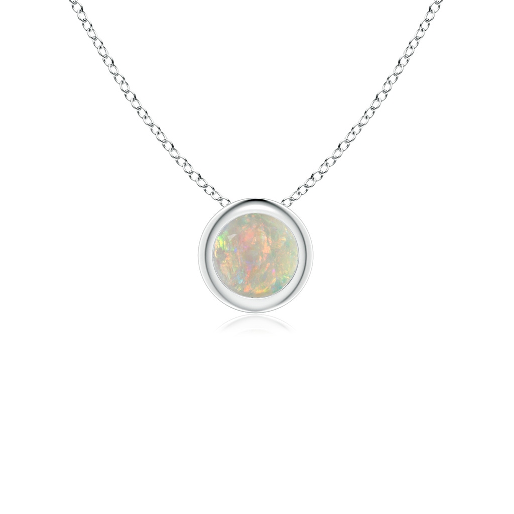 4mm AAAA Bezel-Set Round Opal Solitaire Pendant in S999 Silver