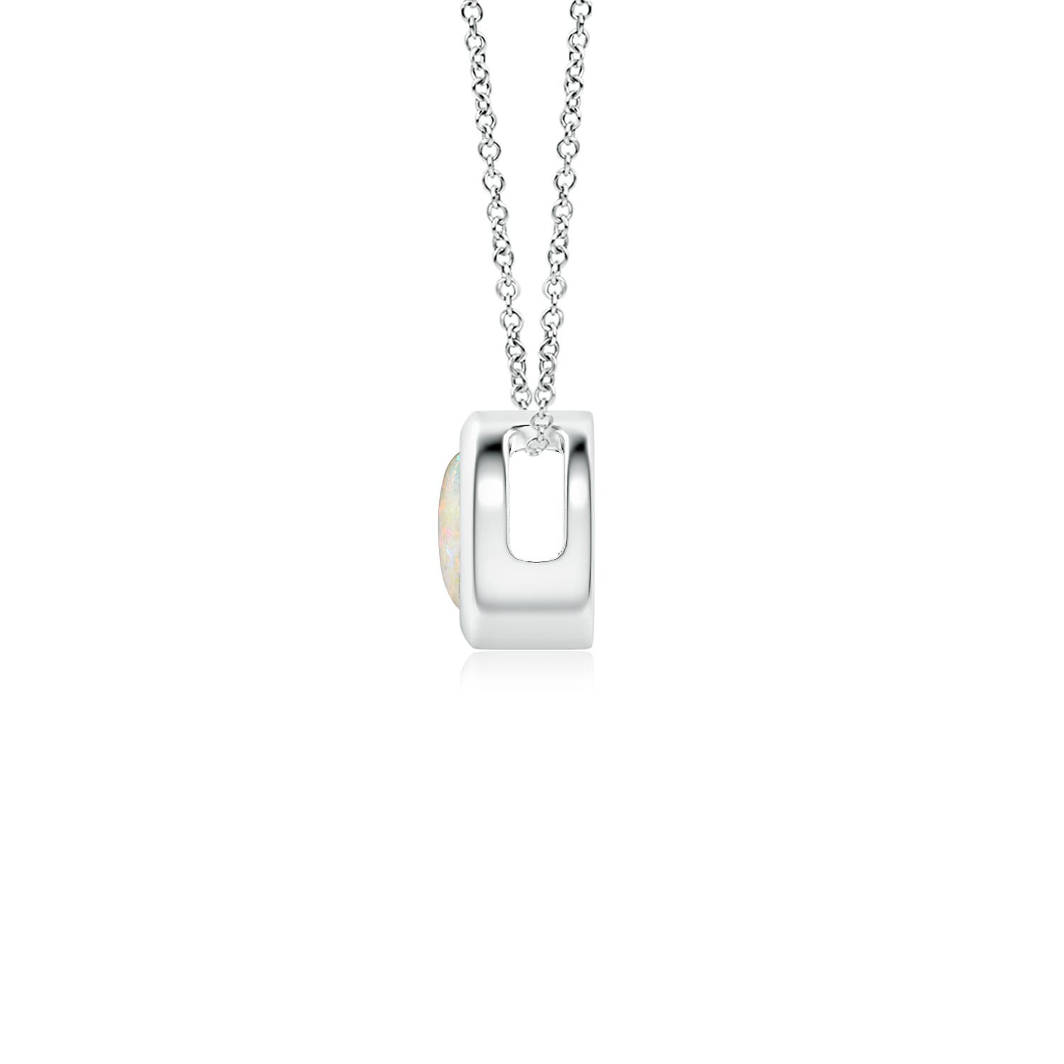 4mm AAAA Bezel-Set Round Opal Solitaire Pendant in White Gold