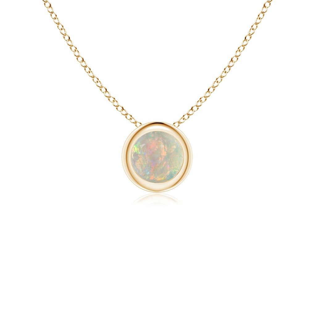 4mm AAAA Bezel-Set Round Opal Solitaire Pendant in Yellow Gold