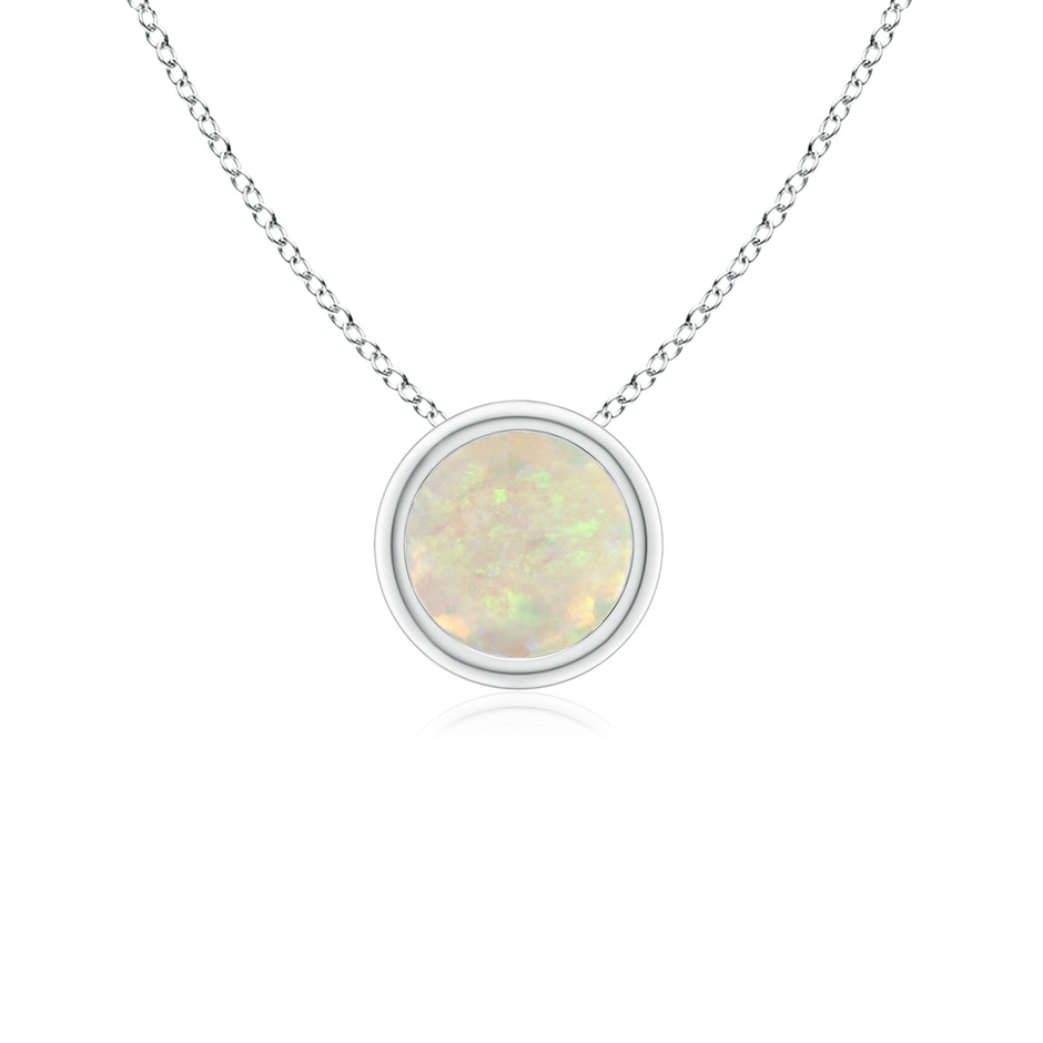 5mm AAA Bezel-Set Round Opal Solitaire Pendant in S999 Silver 