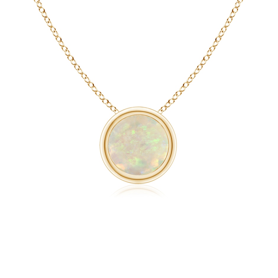 5mm AAA Bezel-Set Round Opal Solitaire Pendant in Yellow Gold 