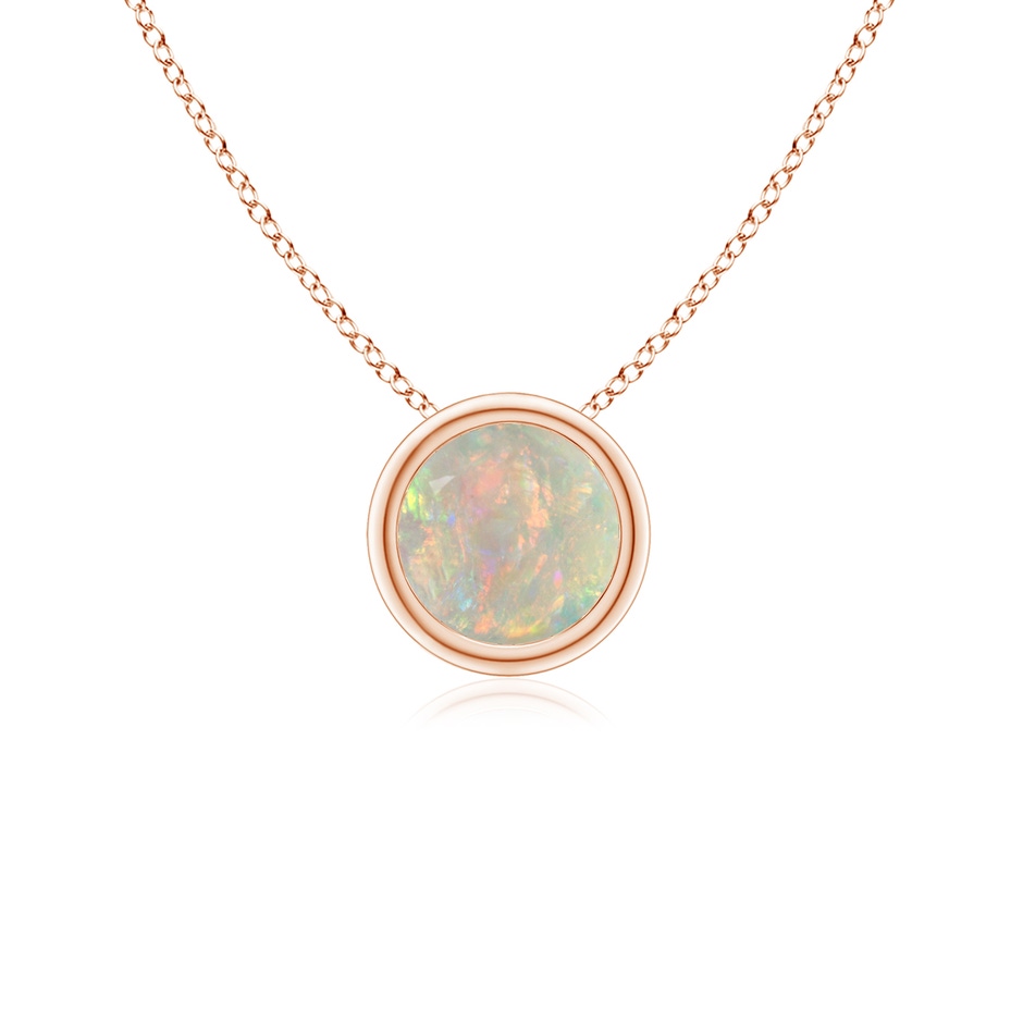 5mm AAAA Bezel-Set Round Opal Solitaire Pendant in Rose Gold 