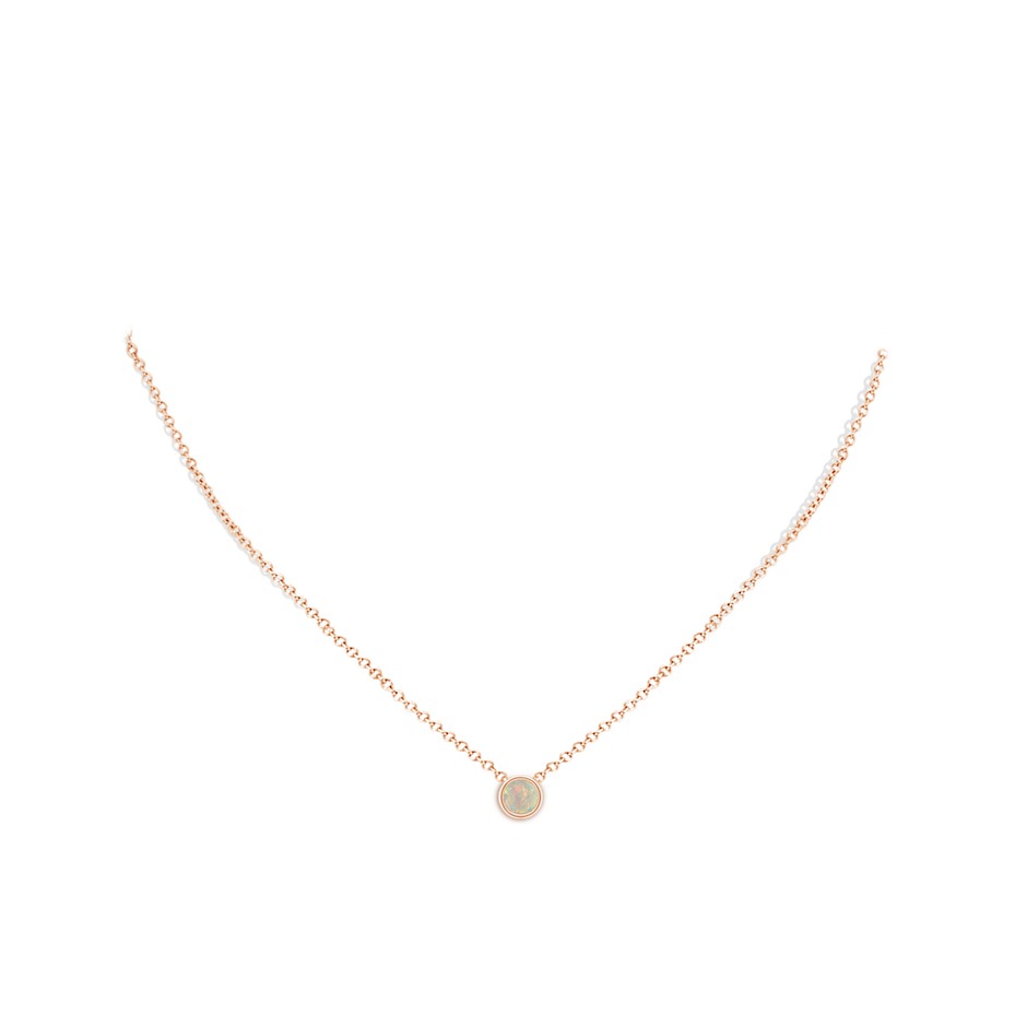 5mm AAAA Bezel-Set Round Opal Solitaire Pendant in Rose Gold pen