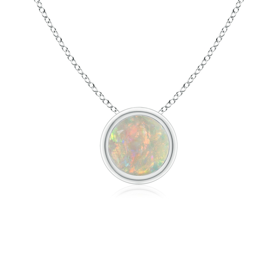 5mm AAAA Bezel-Set Round Opal Solitaire Pendant in S999 Silver 