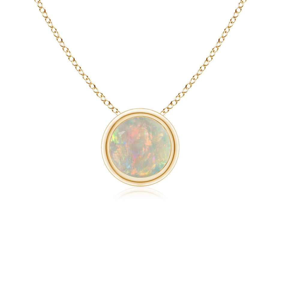5mm AAAA Bezel-Set Round Opal Solitaire Pendant in Yellow Gold 