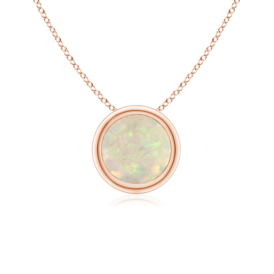 6mm AAA Bezel-Set Round Opal Solitaire Pendant in Rose Gold 