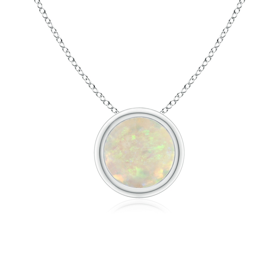 6mm AAA Bezel-Set Round Opal Solitaire Pendant in S999 Silver 