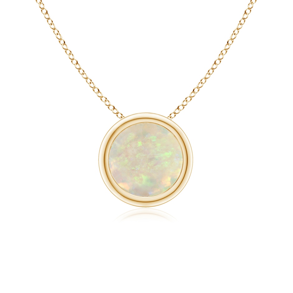 6mm AAA Bezel-Set Round Opal Solitaire Pendant in Yellow Gold 