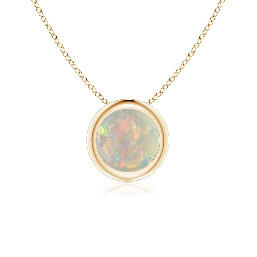 6mm AAAA Bezel-Set Round Opal Solitaire Pendant in 10K Yellow Gold 